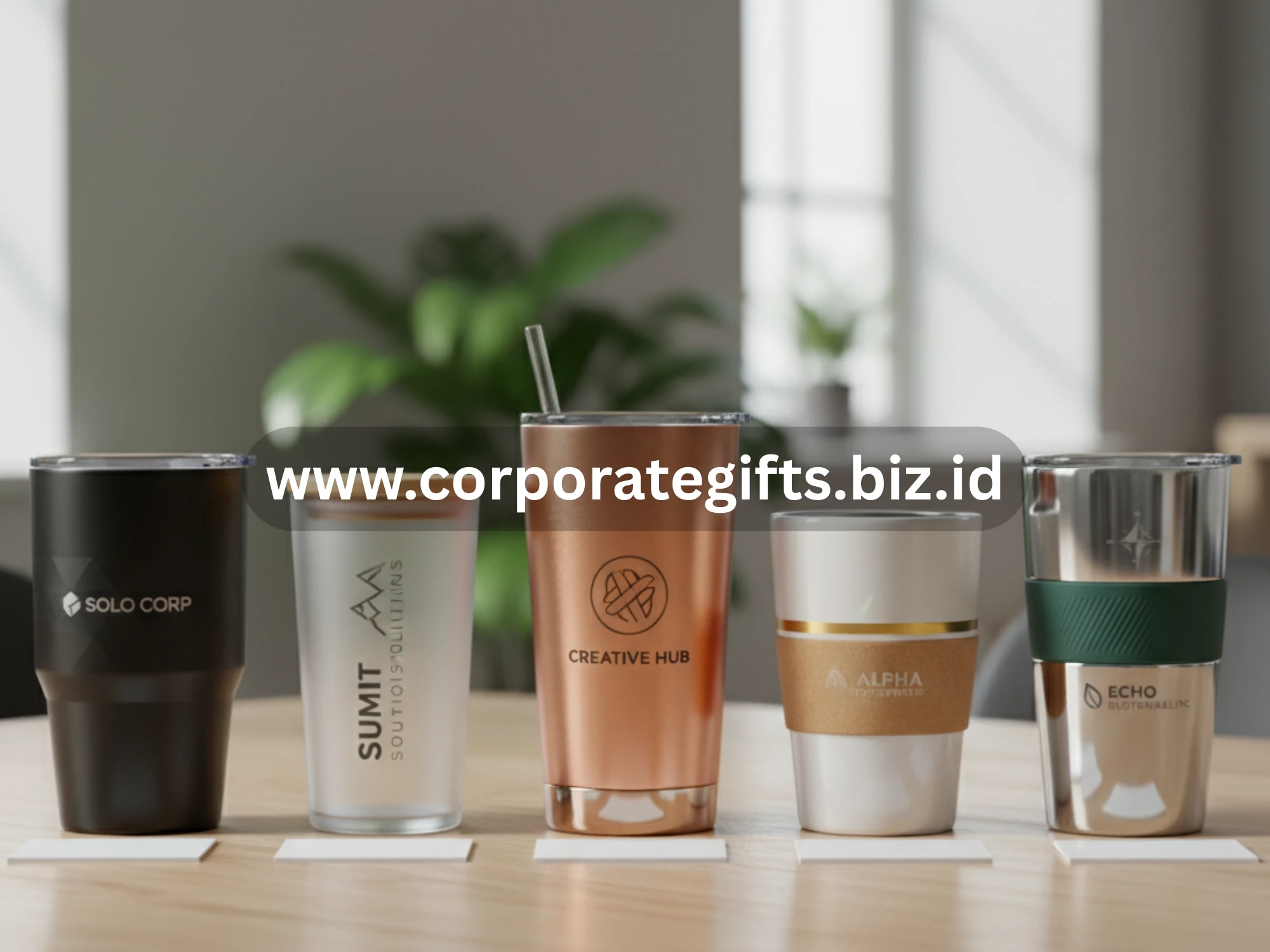 tumbler promosi elegan souvenir kantor dengan desain minimalis